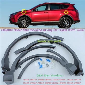 Sett Sħiħ ta' Fender Flare Għal Toyota RAV4 2016 75601-0R070 75602-0R070 75605-0R070 75606-0R070 52112-0R060 52113-0R060 52161-0R{ {7}}R030